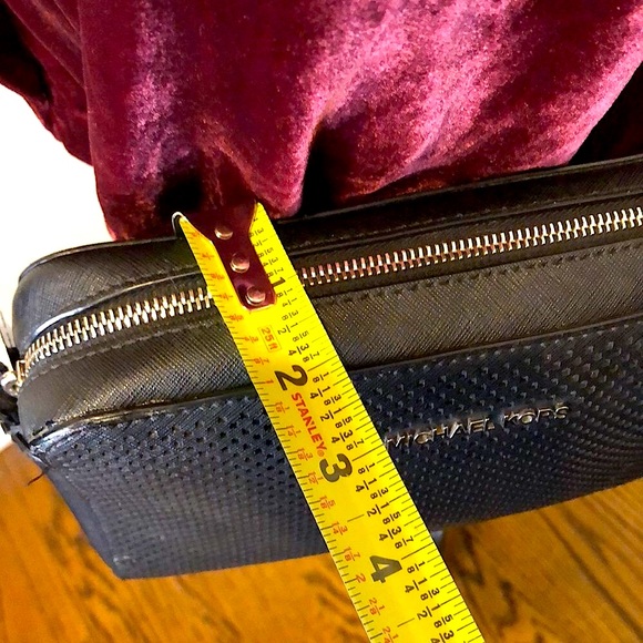 MICHAEL KORS Perforated Black Saffiano Crossbody with Silver Chain Leather Strap - Picture 5 of 15